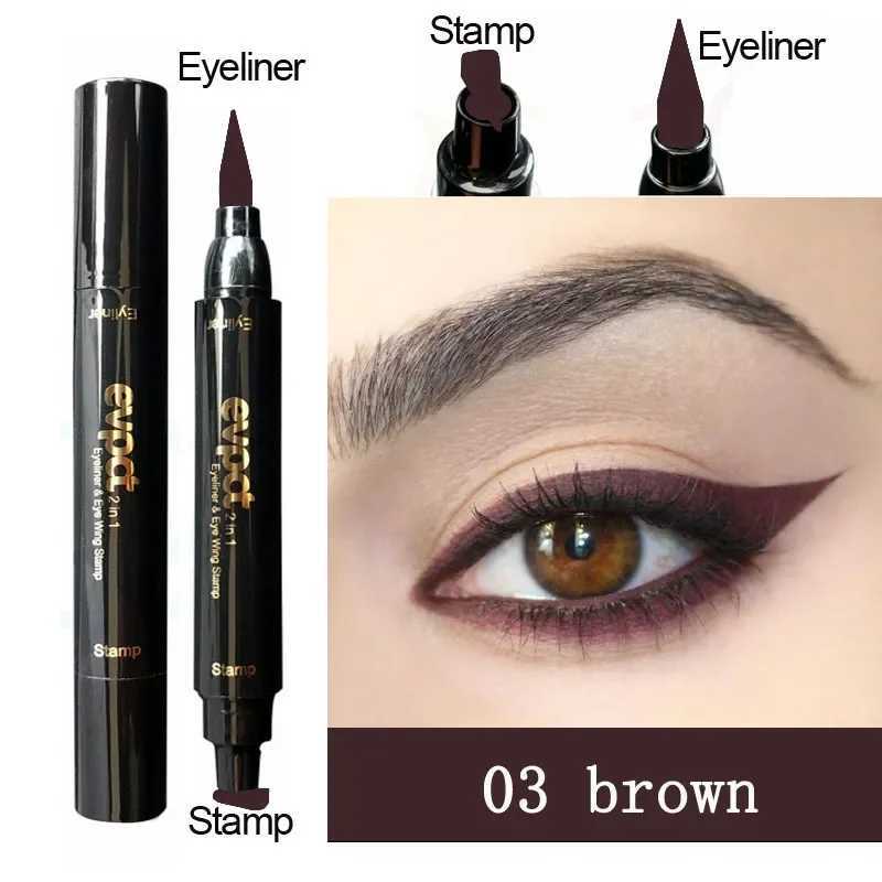 2 In1 Liquid Glitter Eyeliner Stamp Thin Seal Makeup Black Red Green Fast Dry Eye Liner Pencil 7 Color Blue Brown Smoky Eyes Y240813