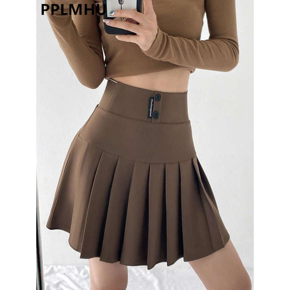 Streetwear High Waist Mini Pleated Skirts Women Korean Preppy Style Chic Short Faldas Elegant Black Safety Lined Tennis Saia