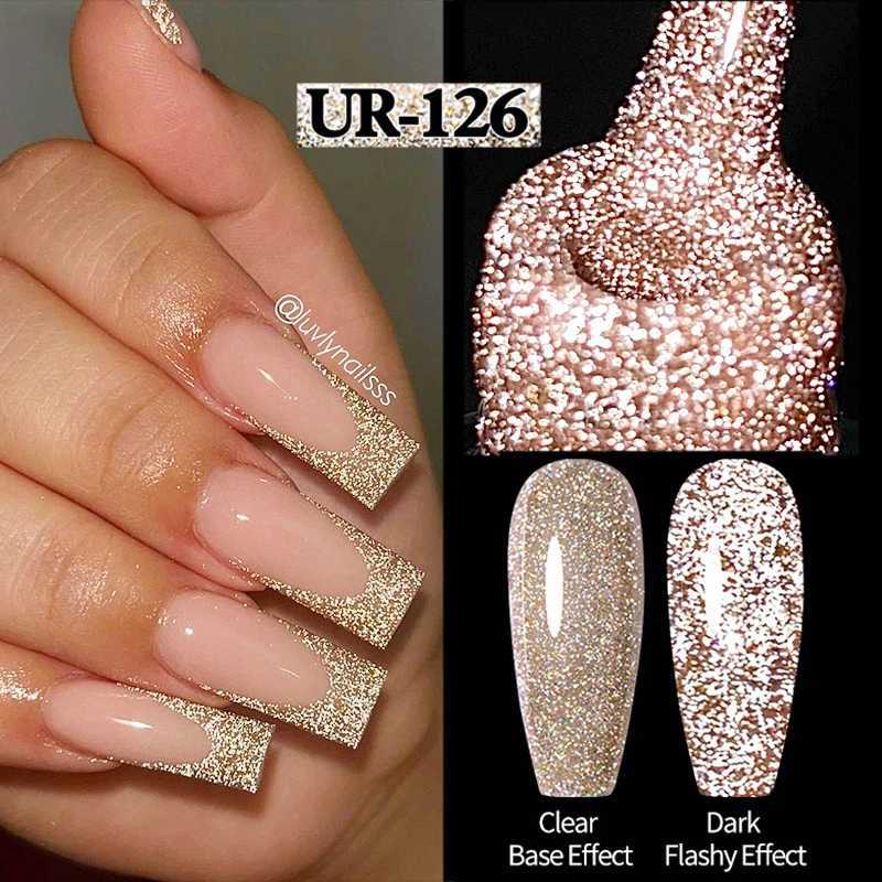 UR SUGAR 7.5ml Champagne Reflective Gel Polish Golden Glitter Soak Off Semi Permanent UV LED Varnish Gel Nail Art PolishM240814
