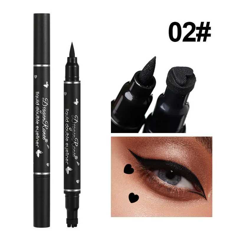 Waterproof Double-ended Eyeliner Stamp Pencil with Heart Plum Star and Dotted Designs for Perfect Eye Corner and End Shapes Y240813