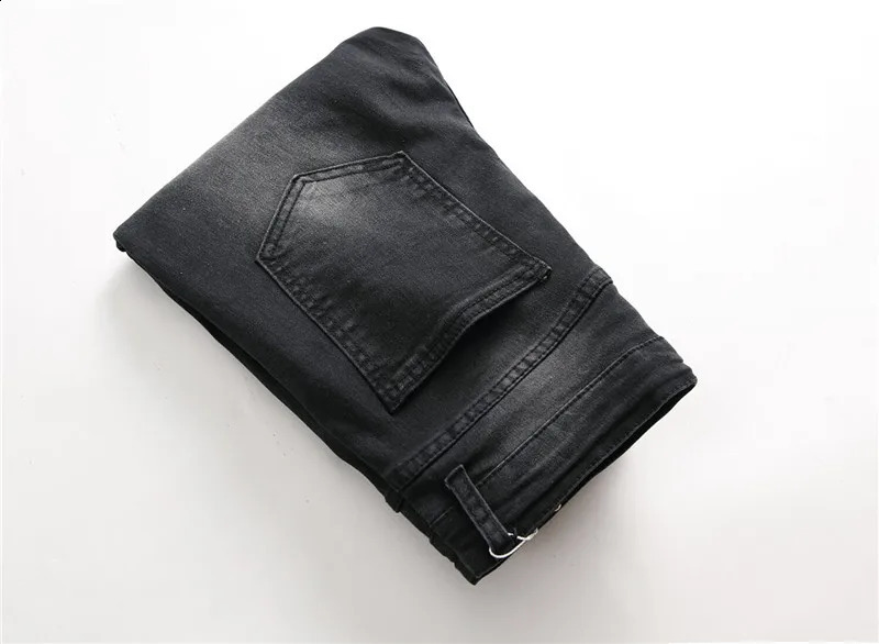 Mens Ripped Skinny Biker Jeans Destroyed Frayed Slim Fit Denim Pants Trousers 240819