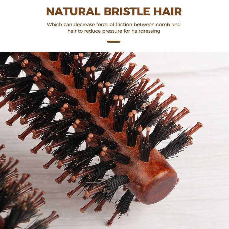 Anti static wood bristle brush circular brush barber styling tool teasing brush curly hair comb W240813