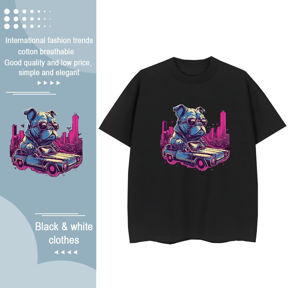 High Quality Mens T Shirts dog Breathable Soft Street wear Hip Hop Oversized 3XL 4XL 230g Pure Cotton Tshirts Classic Tees Shirts