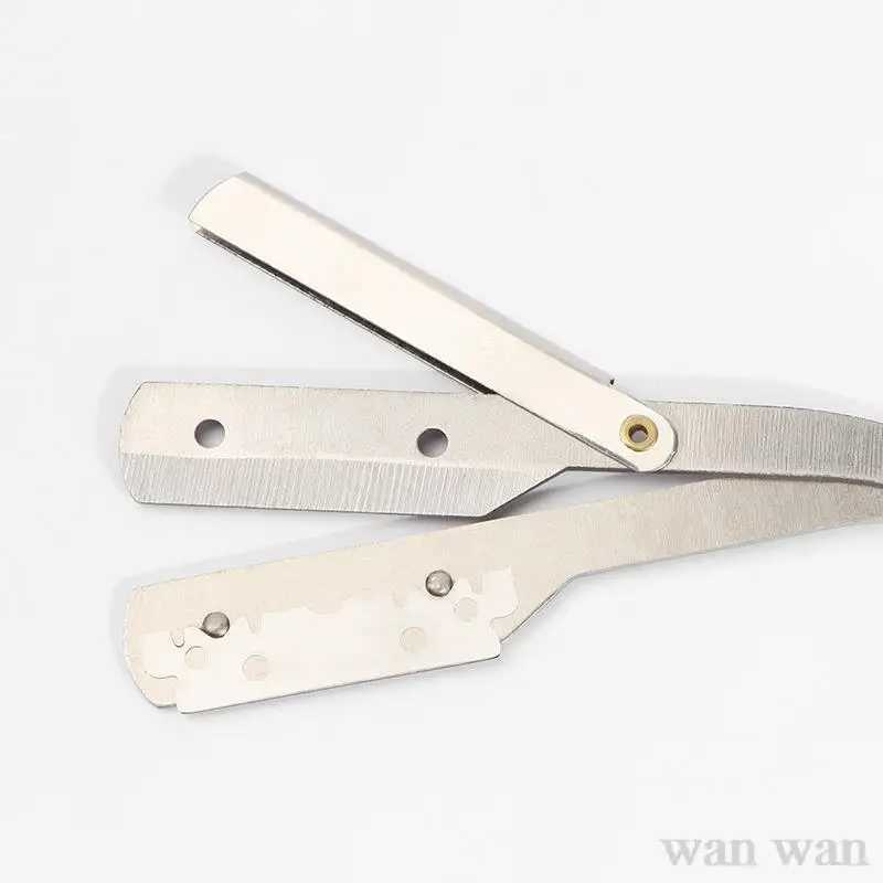 Stainless Steel Razor Holder Golden Mens Manual Folding Straight Edge Shaver Barber Shop Beard Trimmer With Shaving Blade Y1003M240814