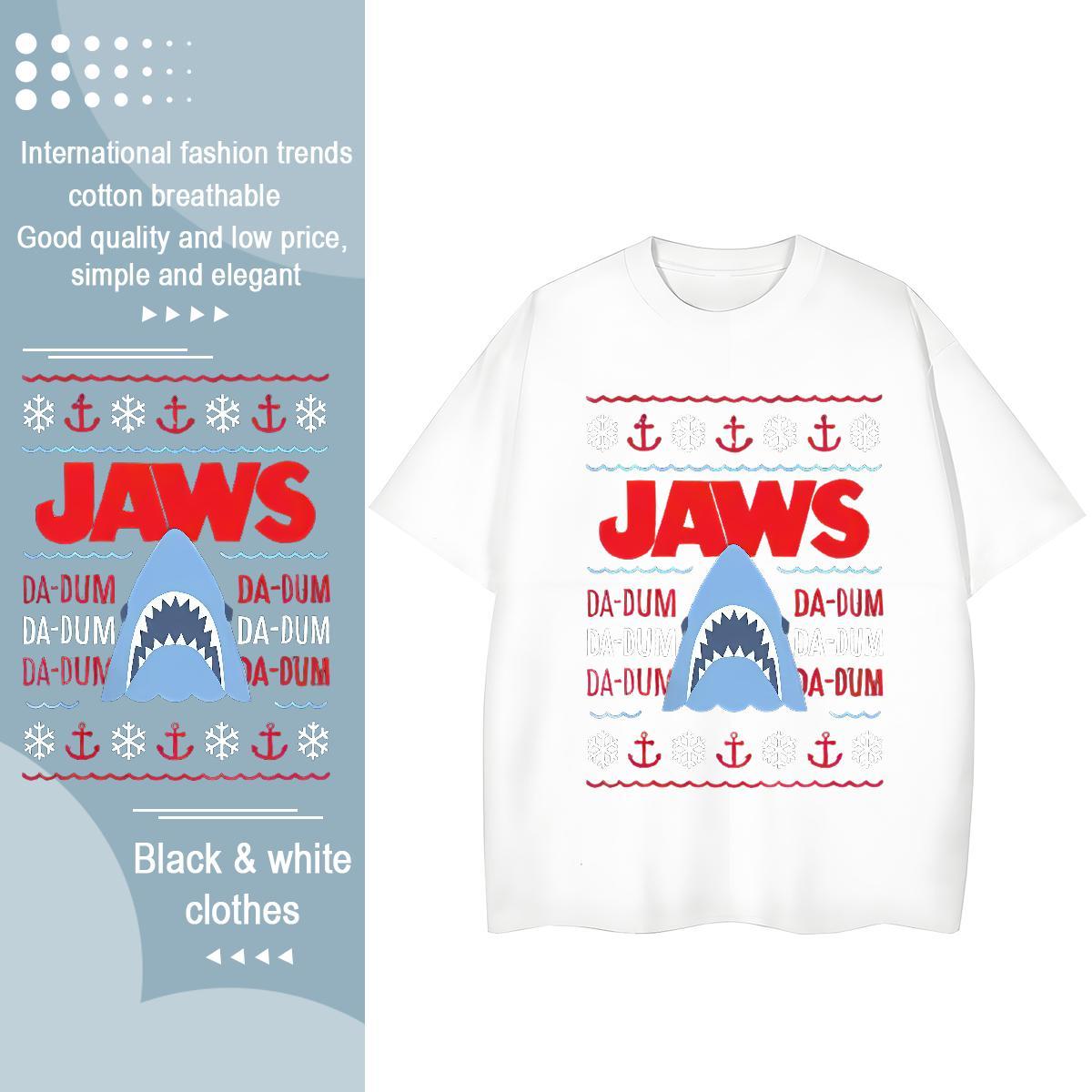 TOP Quality T Shirts Men shark Breathable Short Sleeve Daily Outfit Skull 100% Cotton 230g Men Tops Tees Fashion Casual Top Tees