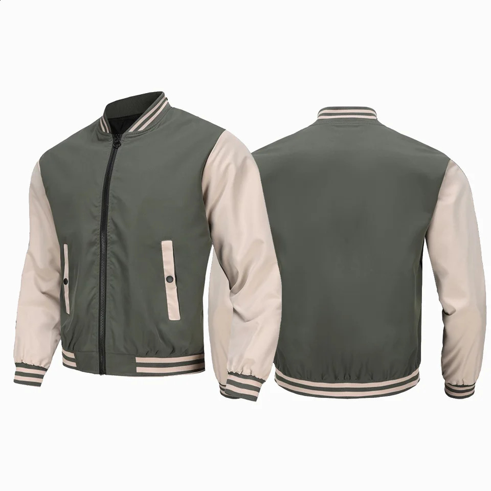 Mens Spring and Autumn Stand up Collar Fashion Casual Coat Large Youth Street High Quality Contrast Baseball Jacket 240712