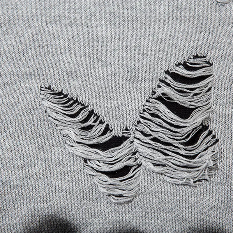 Vintage Oversized Sweater Grunge Y2K Knitted Butterfly Tie Dye Sweaters Men Hip Hop Ripped Hole Punk Gothic Long Sleeve Jupmers 240821