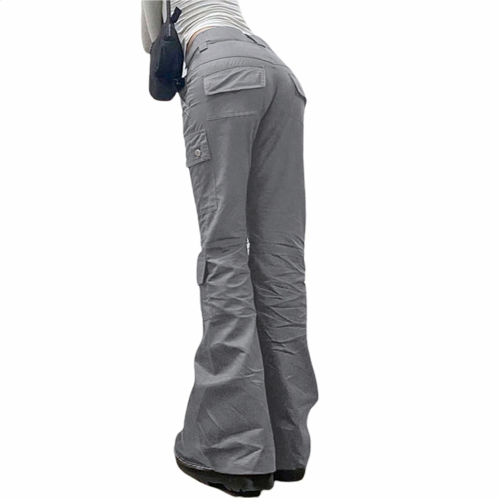 Women Denim Pants Plain Color Straight-Leg Multi-Pockets Long Jeans Ladies Street Wear Jeans Pants 240813