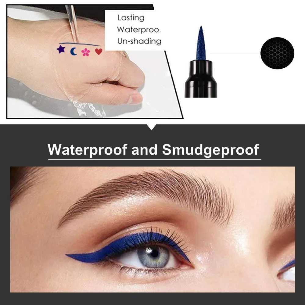 4pcs Double Head Waterproof Liquid Eyeliner Moon Star Heart Shapes Tattoo Stamp Quick To Dry Eye Liner Pencil Makeup Tool Y240813