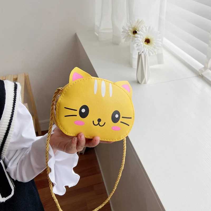 Cartoon Cute Cat Childrens Mini Bag Fashion Childrens Handbag Baby Girl PU Leather Shoulder Cross Bag Coin Wallet W240813