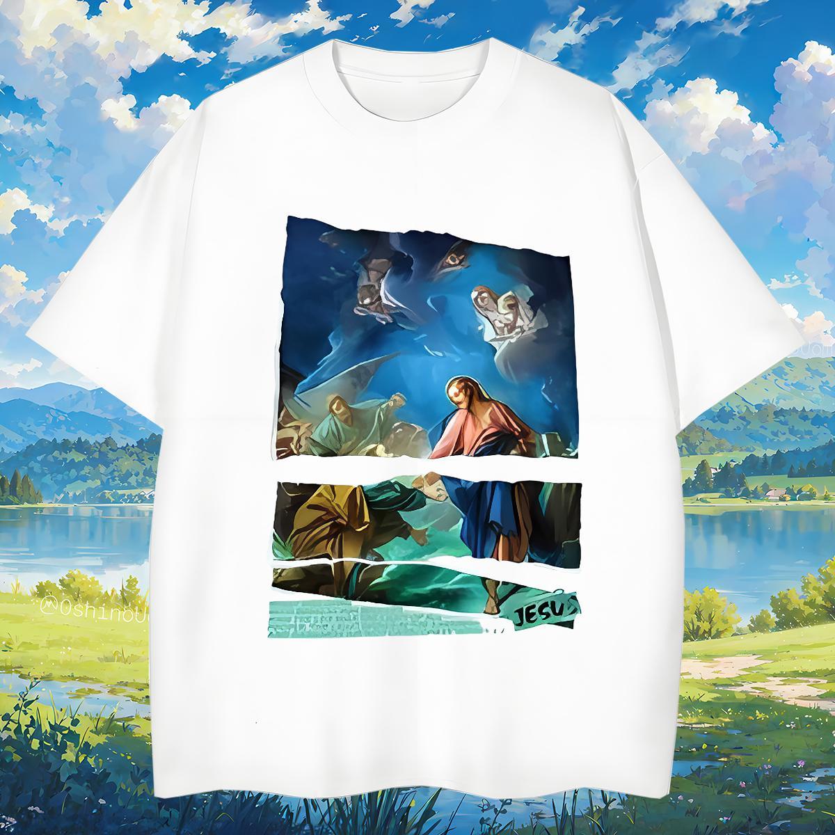 T Shirt For Man 230g Cotton god Home Outdoor Round Neck Short Sleeve Anime Men Tshirts 2024 New Brand Clothings