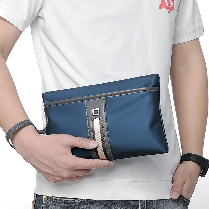 Business and leisure mens handbag mobile clutch Oxford waterproof nylon wallet casual mens envelope mobile bag 240812