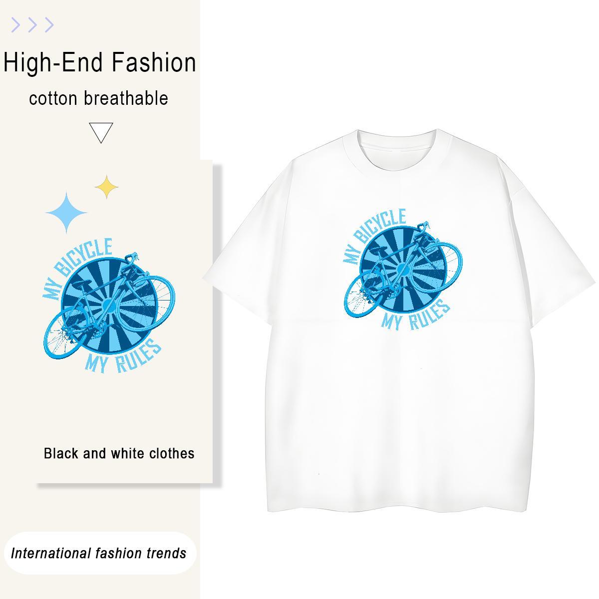 Brand Mens Tshirts High Street Hip Hop 100% Cotton 230g DIY Anime Crew Neck bicycle T Shirts Men Customized Clothings