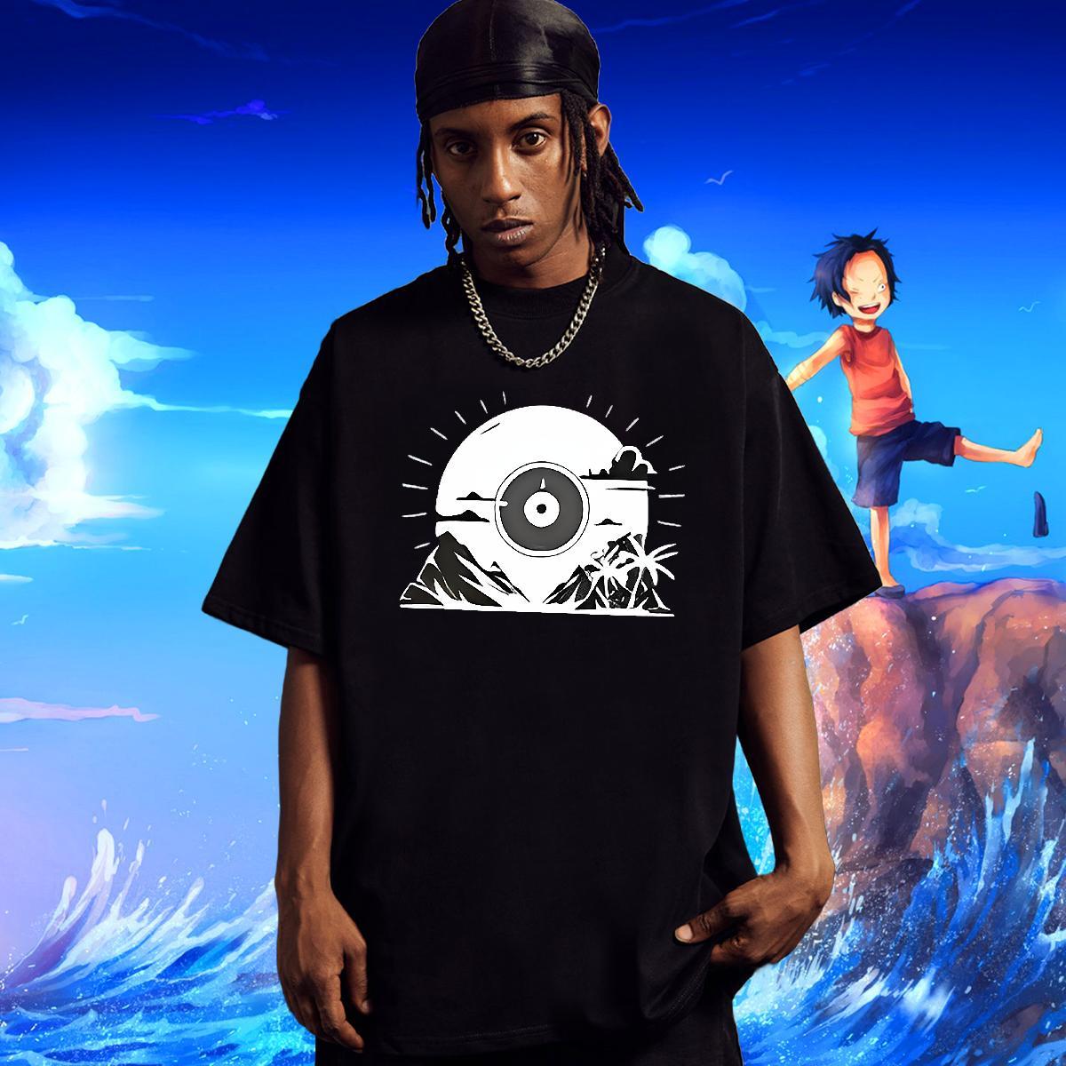 Wholesale Tshirts Summer Casual 230g 100% Cotton Black Oversized Breathable Short Sleeve mountains T-Shirts Fashion Tops