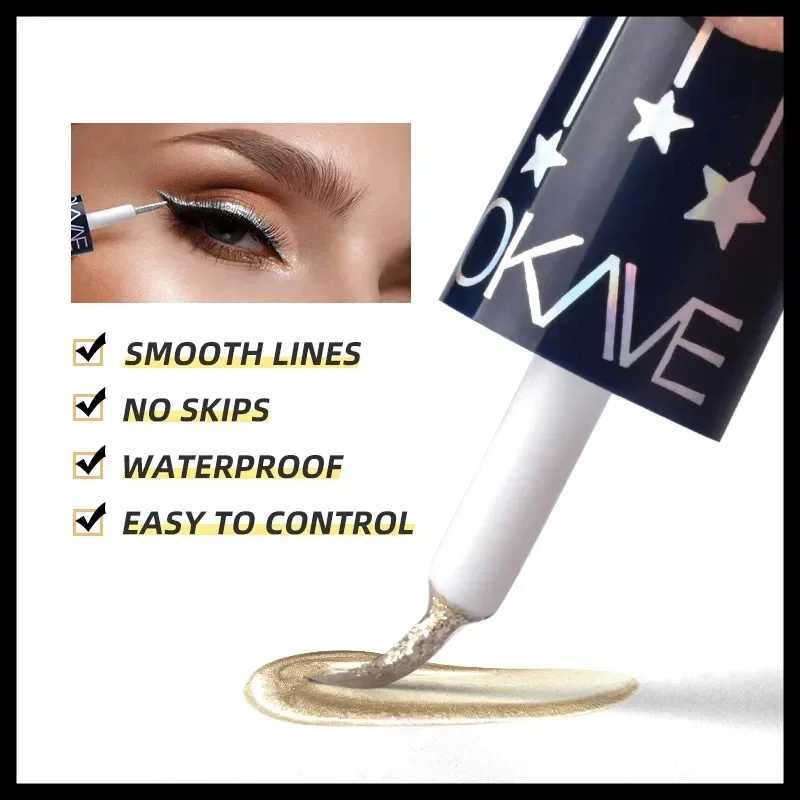 Professional High Quality Waterproof Long-Lasting Eyeliner High Gloss Liquid Diamond Starlight Amplification Double Silky Makeup Y240813