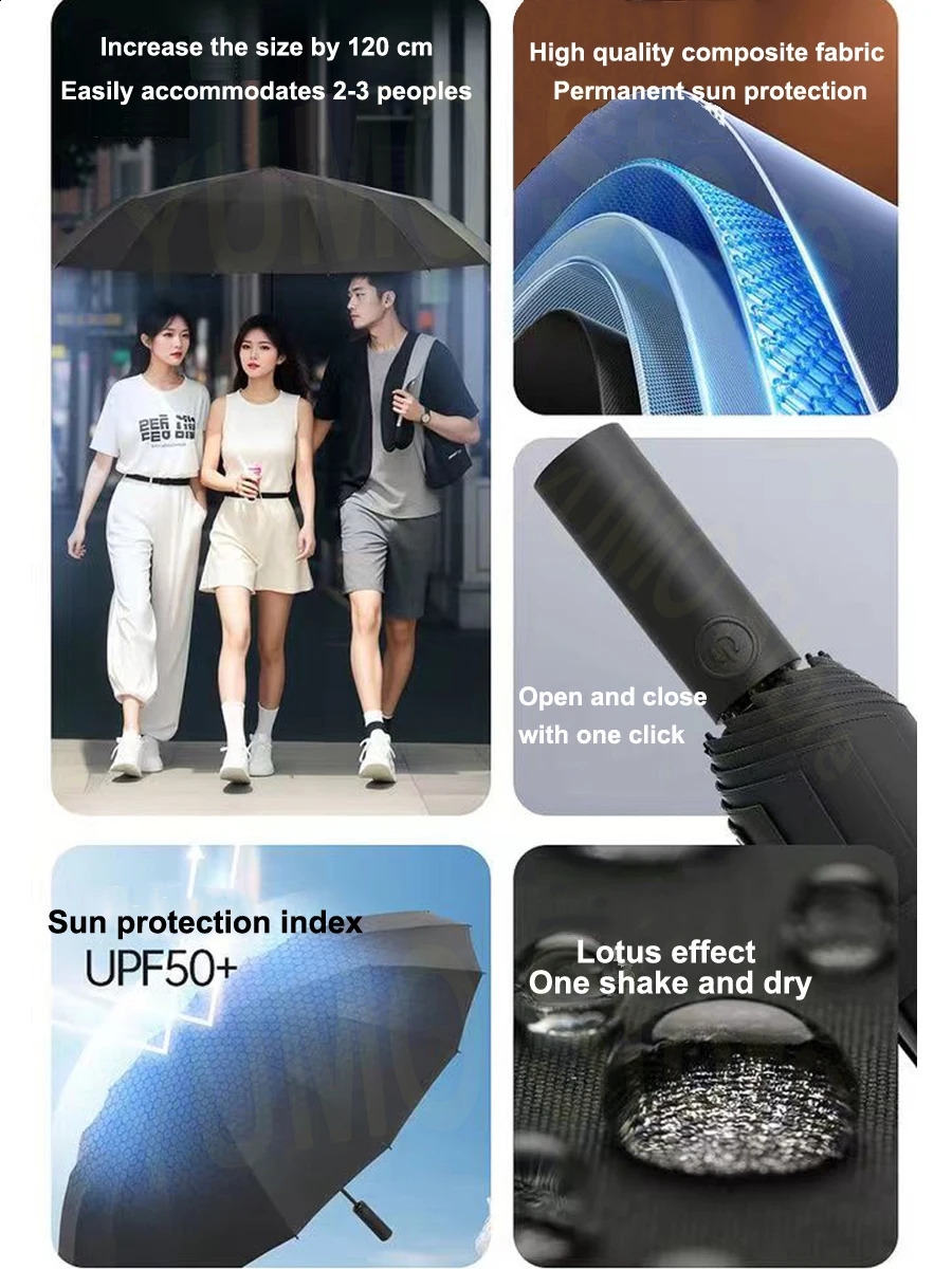288 bone super windproof umbrella allweather largesized mens automatic business UV protection womens sunshade 240813