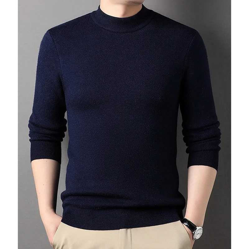 Mens clothing cashmere sweater half neck autumn and spring mens floral knit warm Korean popular clothing topW240729