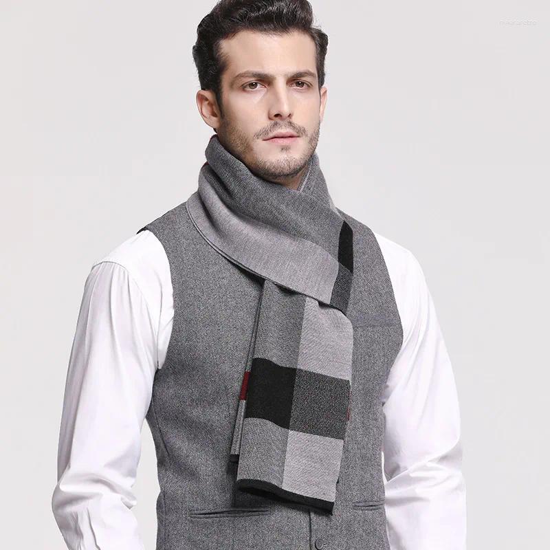 Scarves RUNMEIFA 2024 Classic Autumn & Winter Warm Plaid Man Scarf Cashmere Wool Panama Soft Striped Long High Quality 40 Colors