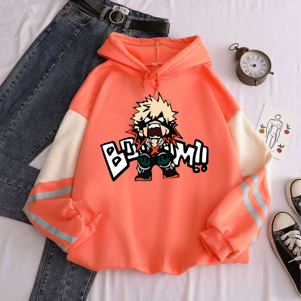 My Anime Hero Academia Kawaii Bakugo Katsuki Manga Hoodies Men Plus Size Patchwork Clothes Fleece Warm Winter Hooded Sweatshirt