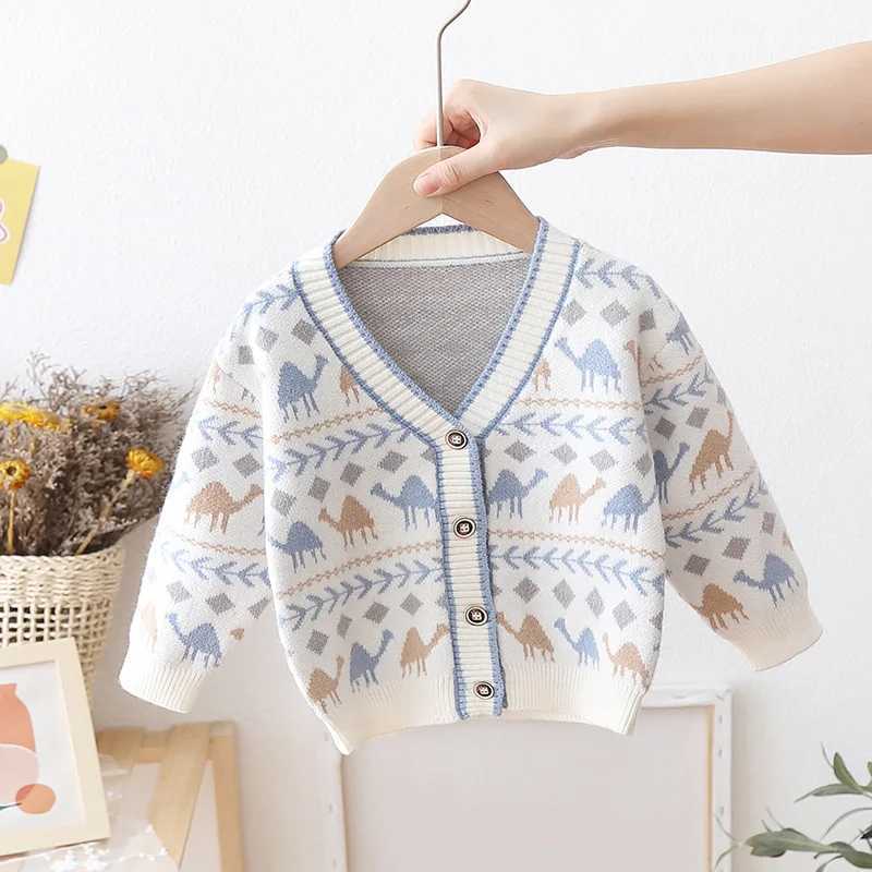 0-5 year old childrens boy Dinosolar sweater long sleeved cartoon knitted cardigan childrens knitted skydiving autumn and winter clothing W240813