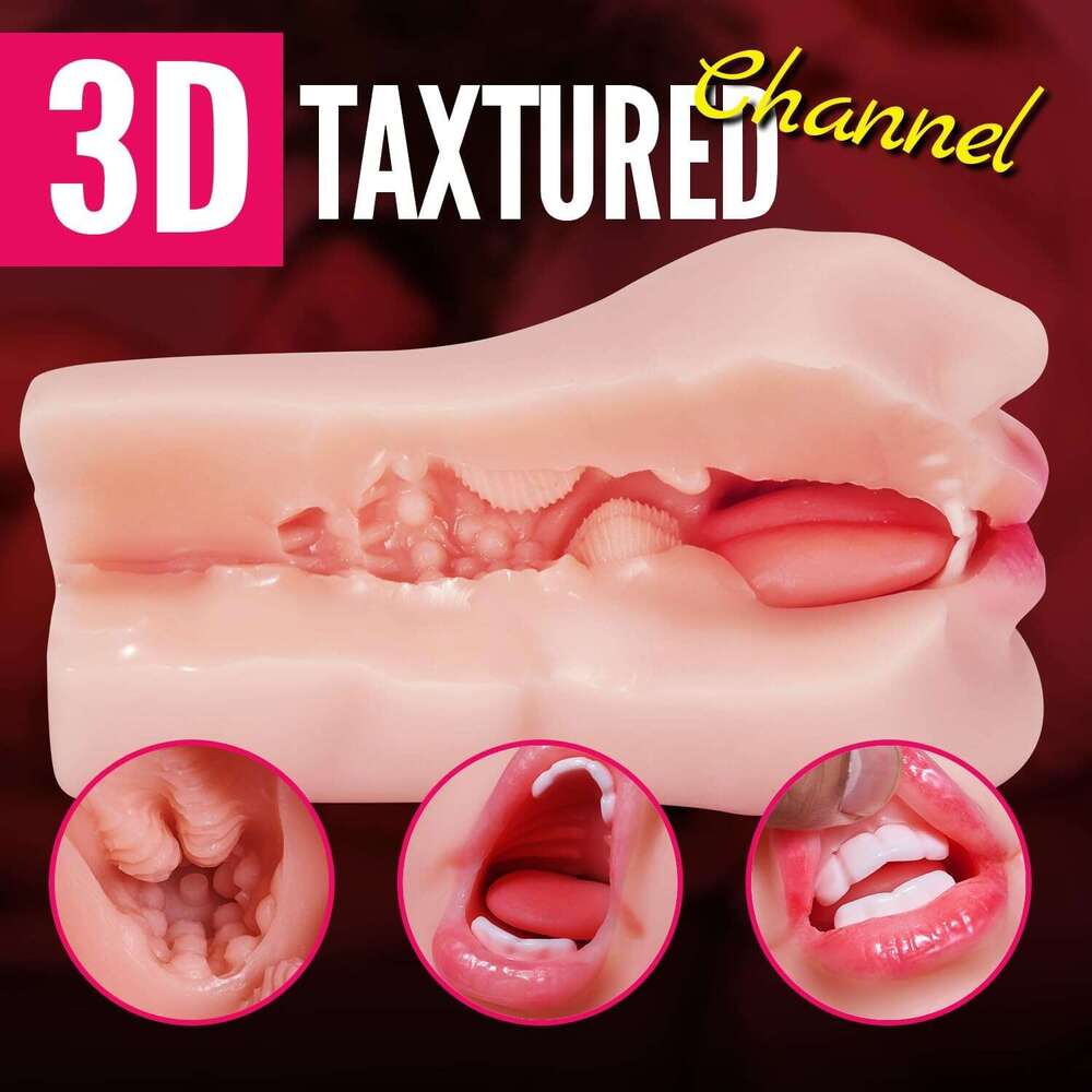 Goyha male toy, realistic face design pocket cat toy with vivid tongue and teeth, realistic massager, male
