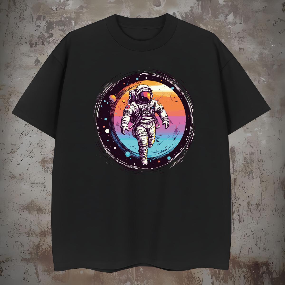 Men T Shirts 230g Pure Cotton cosmonaut Outdoor Breathable Soft Oversized 3XL 4XL Couples T Shirts Fashion Design High Quality Tops Shirt