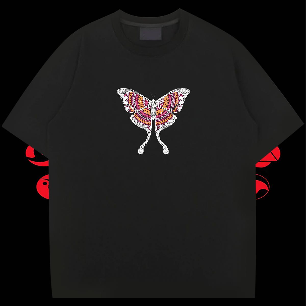 Brand Tshirt for Man Woman Sports Casual 230g Cotton Cartoon Printing L-4XL O-Neck Short Sleeve Butterfly T-Shirts Casual New Top Tees