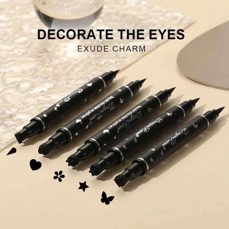 2in1 Liquid Double Head Seal Eyeliner Quick Dry Waterproof Star Butterfly Stamp Eyeliner Embellished Eye Tail Eye Liner Novice Y240813