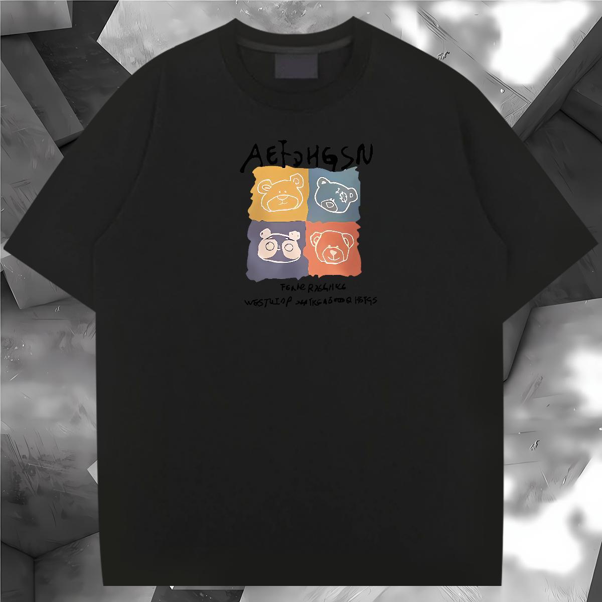 Free Shipping bear T-Shirts for Men Anime Printing Street Couples T Shirts 230g Cotton Fashion Casual Breathable Graphic Tee Shirt