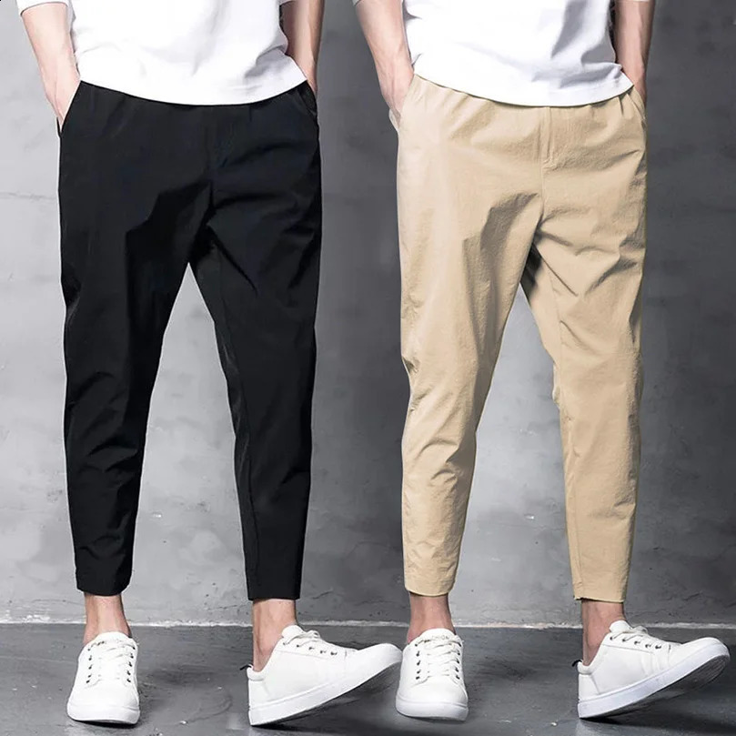 Spring Elastic Jogger Cargo Trousers for Men Jogging Pants Ankle Oversize Male Streetwear Harajuku Korean Clothing Streetwear 240814