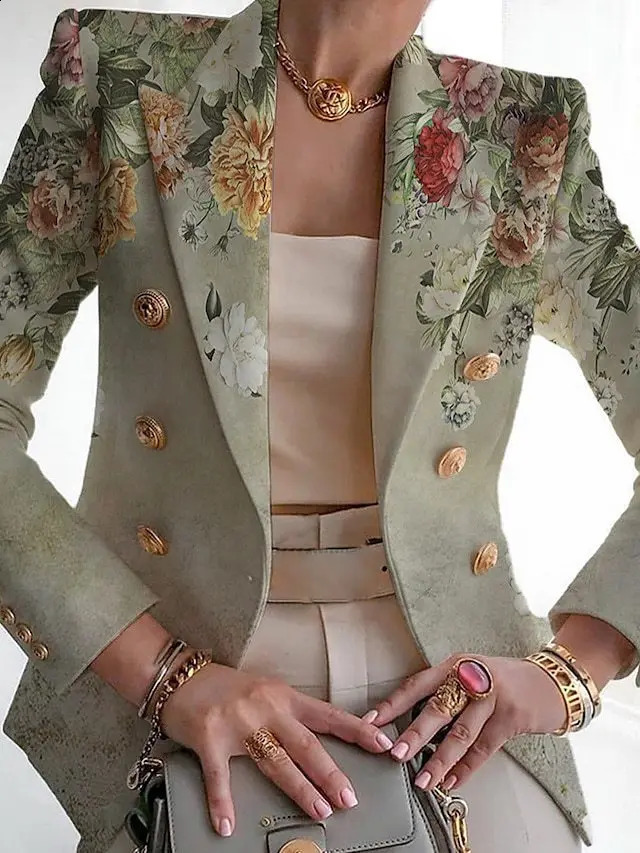 Autumn Beauty Clothing Fashion Printed Suit Slim Small Suit Commuting Office Ladies Clothing Blazer Women 240813
