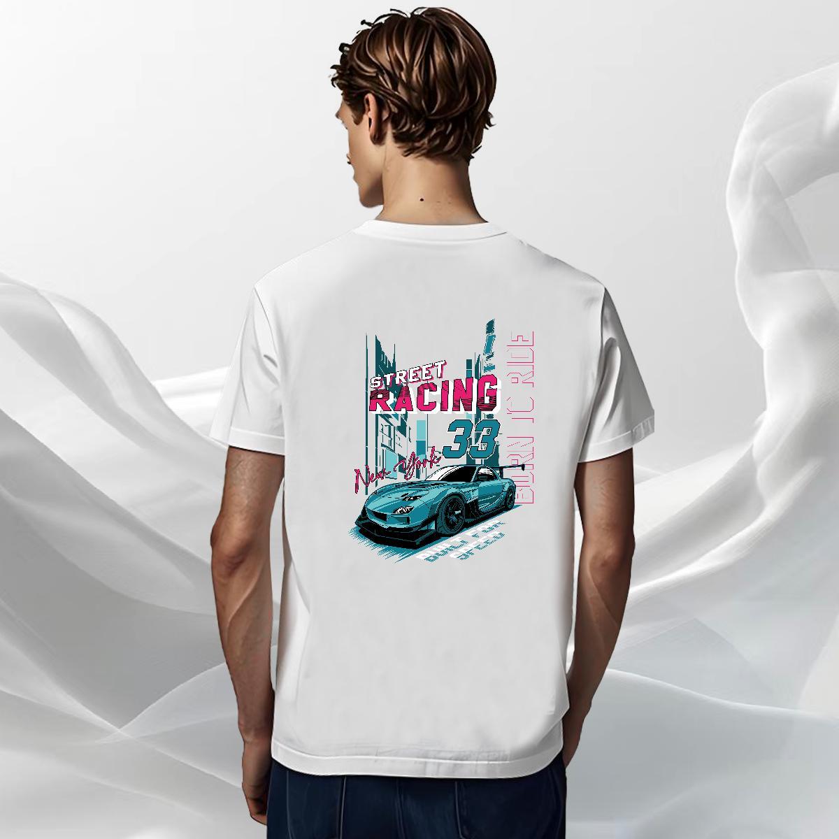 Loose Fit Men Tees Hip Hop 230g 100% Cotton Black Oversized Crew Neck car T Shirt For Man Customized Tops Tees