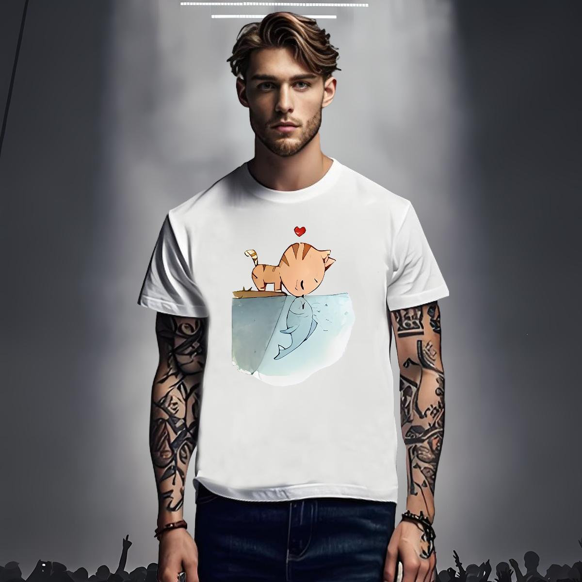 T-Shirts for Men 230g Pure Cotton cute Sports Casual Breathable Short Sleeve Oversized 3XL 4XL Couples T Shirts Fashion Casual Loose Tees Shirts