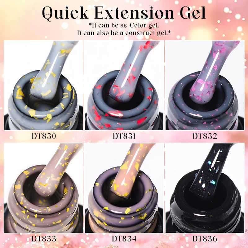 MEET ACROSS 7ML Pink Foils Glitter Quick Extension Gel Nail Polish Long Lasting Rubber Base Gel Nail Art Construction UV GelM240814
