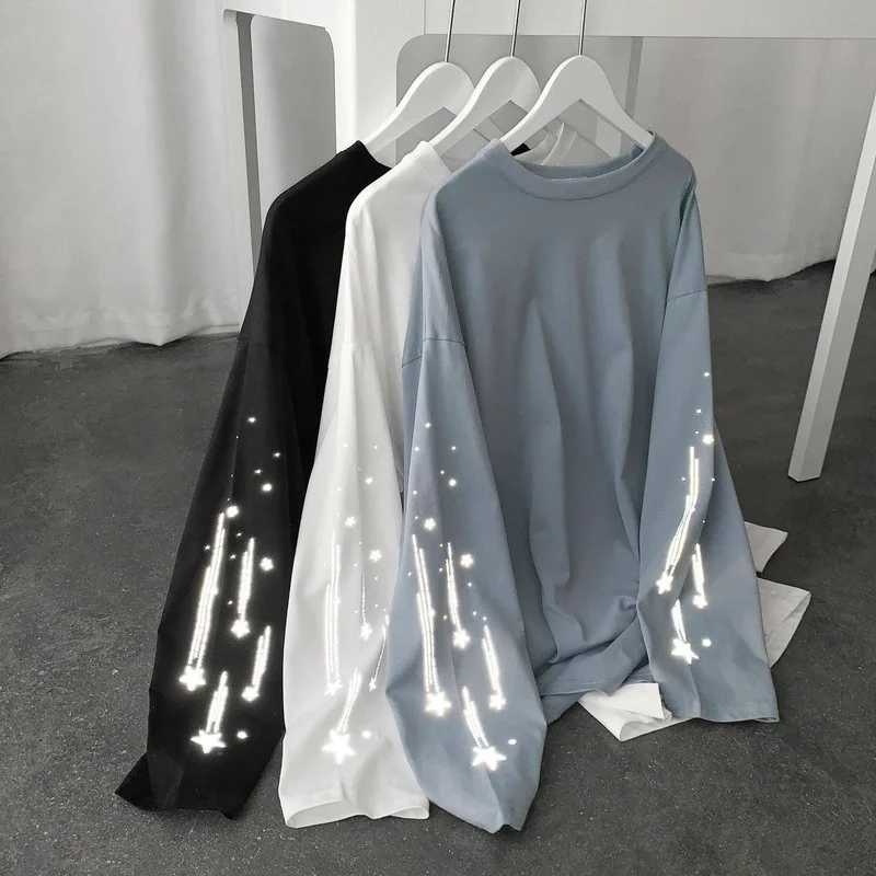 Plus Size S-3XL Long Sleeve T-shirts Men Loose Fall Design Print Harajuku Teens Fashion Casual Tees Chic Handsome Tops SimpleM240814
