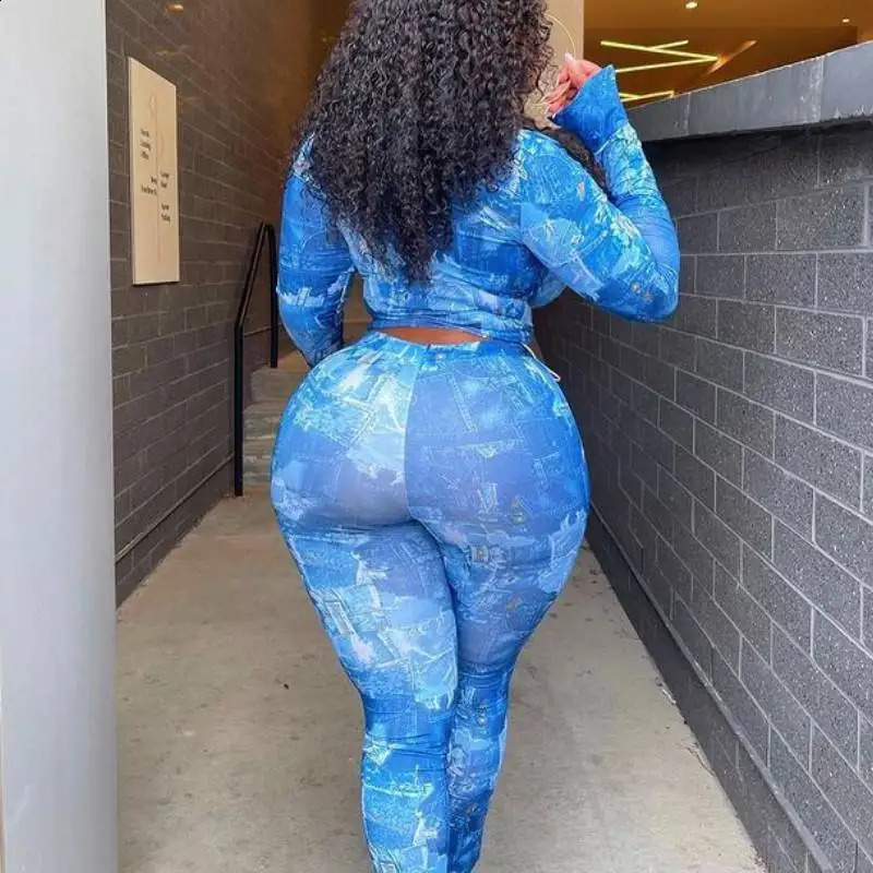 Womens printed full sleeve plus size single top pencil pants twopiece set for office women summer XL5X 240809