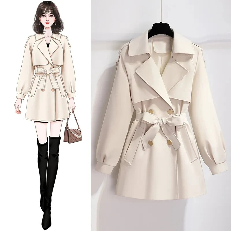 Short Windbreakers Coats Womens Outwear Spring Autumn 2024 Fashion Loose Beautiful Single-Breasted Belt Chic Trench Coat 240813
