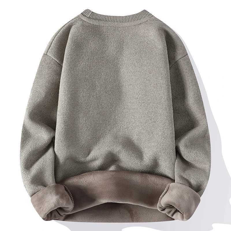 2023 autumn and winter mens plush thick sweater loose casual Korean version warm and layered knitted sweaterW240729