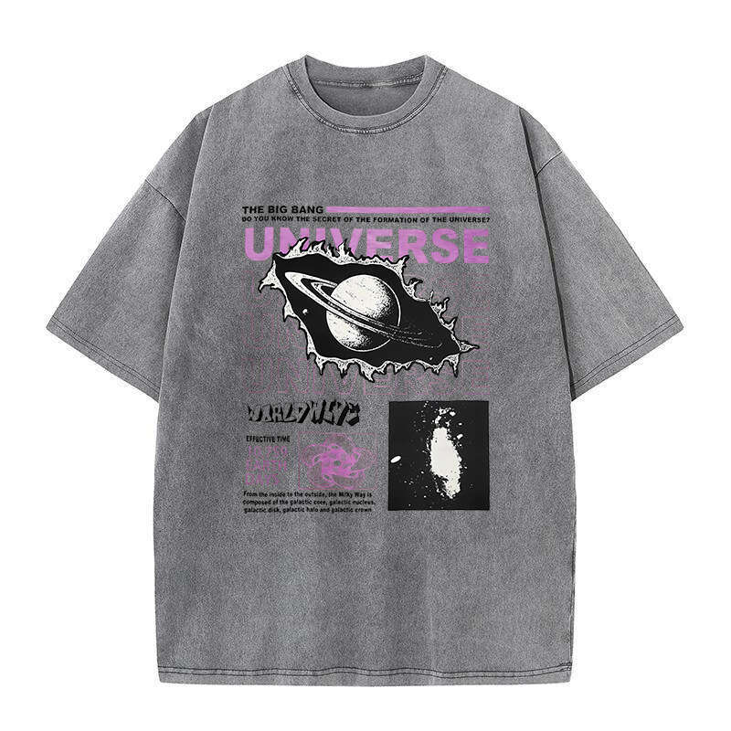Women's Men's Universe and Planet Printed T-shirts American Style Haruku T Shirts Comfortable Pure Cotton Washed Tees Tops ees ops