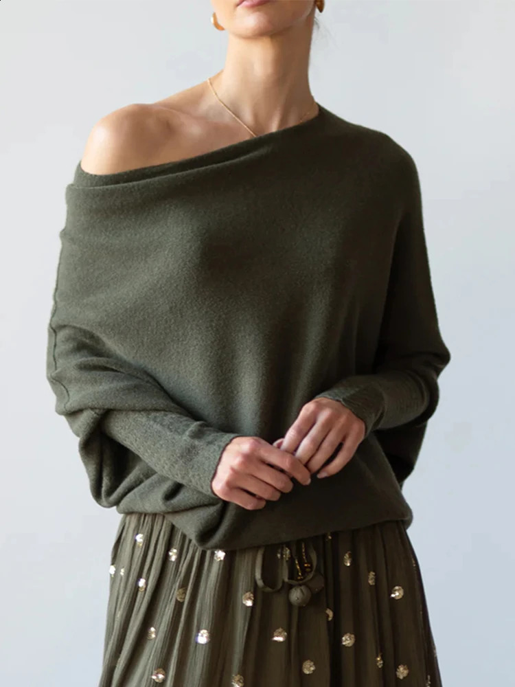 Autumn And Winter Womens Ribbed Knit Jumper Set Head Casual Bat Sleeve Round Neck Simple Versatile Knitwear Jumper 240814