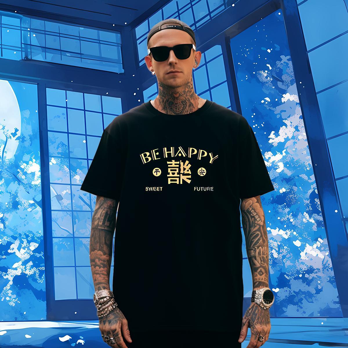 Cool Design letter T Shirt For Man Sport Men Tops Tees 230g 100% Cotton Fashion Short Sleeve Soft Custom Print Oversized Clothes