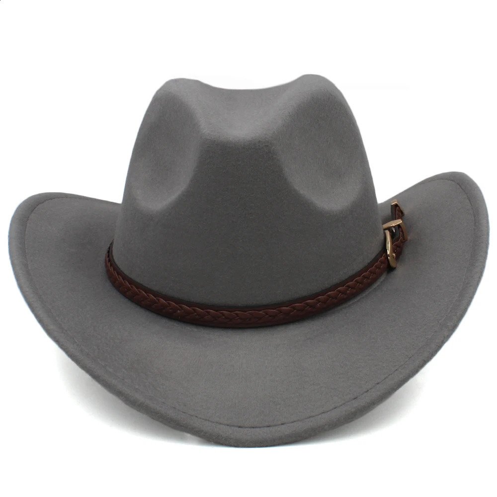 Size 3 Parents Children Men and Women Children Wool Western Cowboy Hat Wide Brim Sunhat Party Travel Outdoor Hat Classic Retro 240808