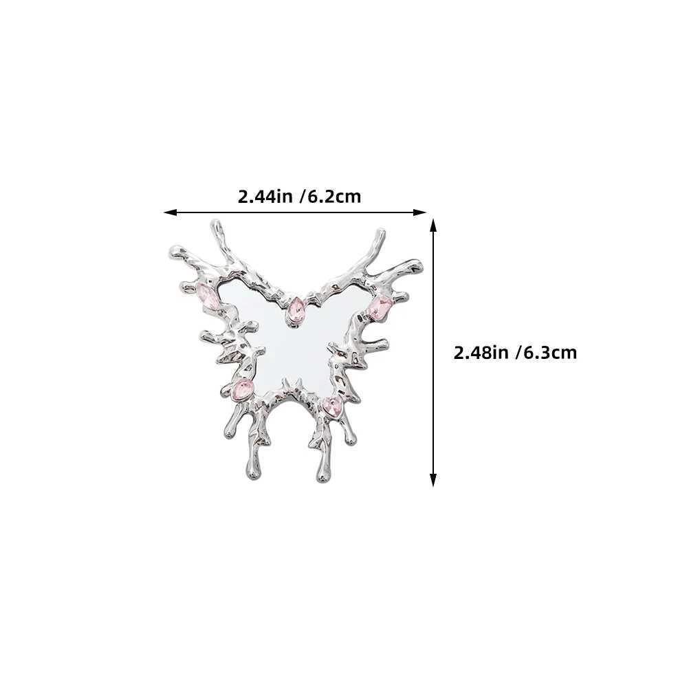 3 handheld makeup mirrors heart-shaped butterfly and square mirror decorations handheld mirrors W240813