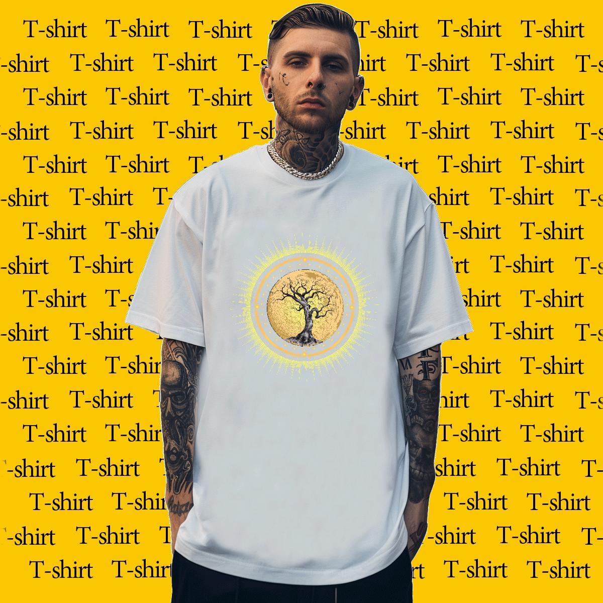 Mens T Shirts 100% Cotton 230g tree Spring Summer Crew Neck Black White Men Tops Tees Designer Fashion Unisex Tee Shirt