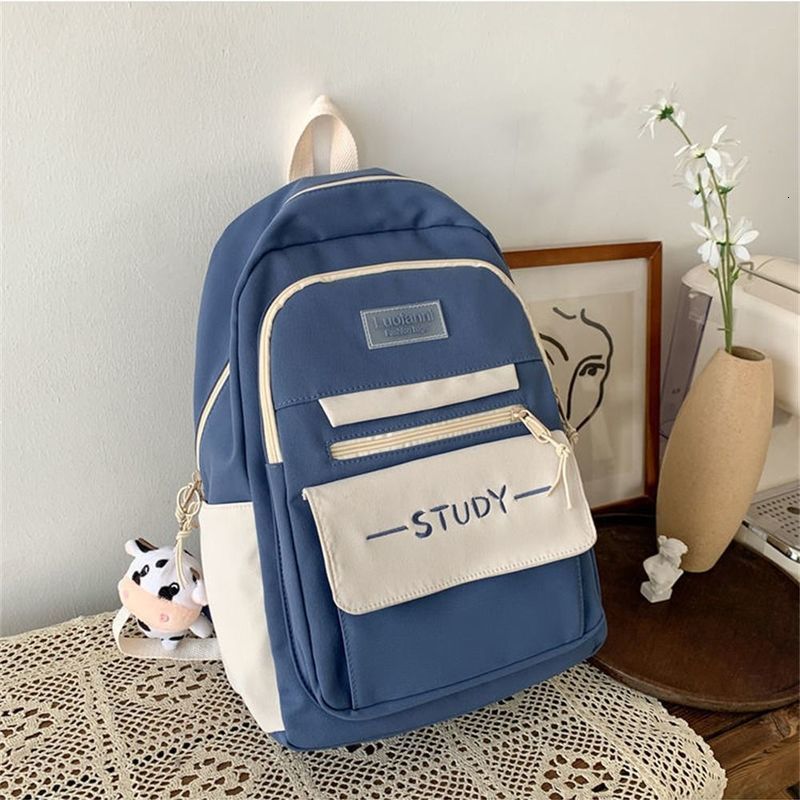 Nylon large capacity backpack for teenagers solid color women waterproof travel students w240813