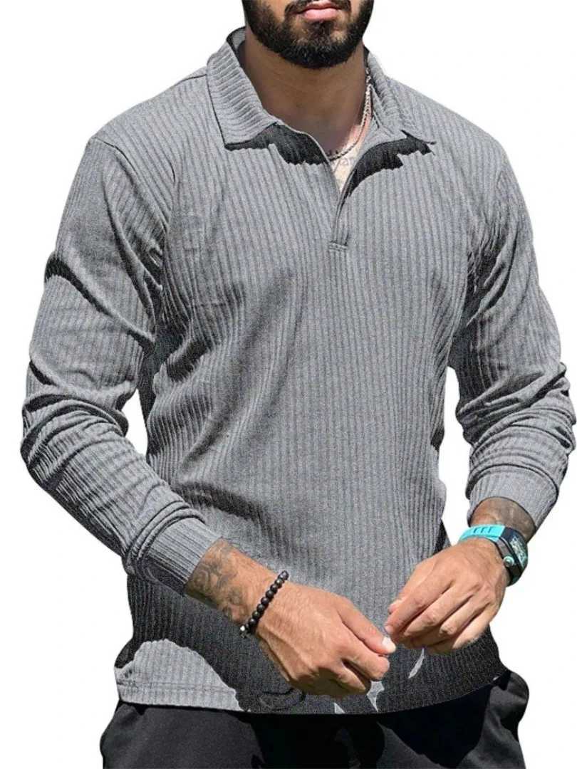2024 Men Soil Color Long Sleeve Tshirt s T-Shirt Brand Quality Turn Down Collar Autumn Winter Bottoming Shirt TeesM240814