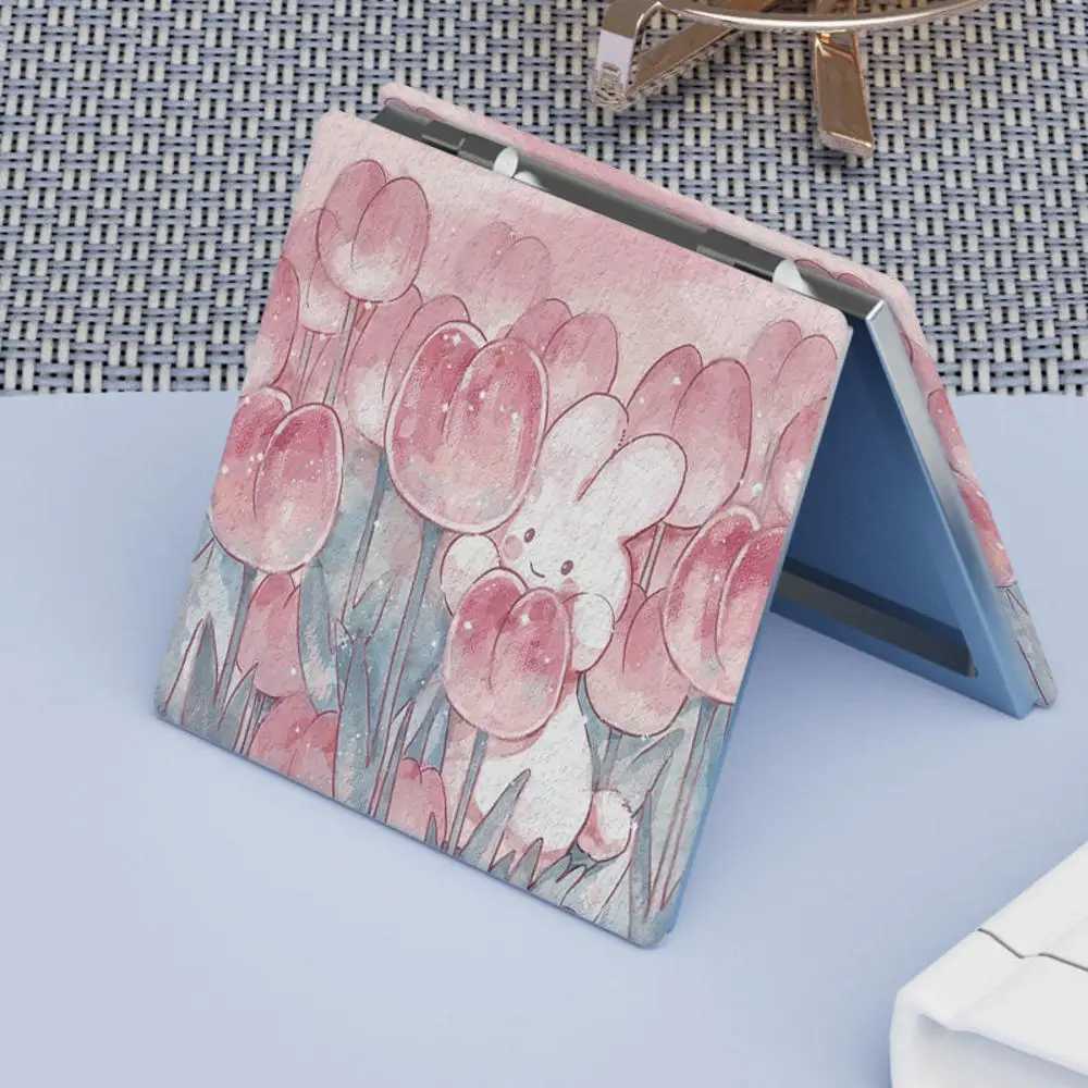 Rose pattern square folding makeup mirror portable double-sided pocket compact makeup mirror handheld magnifying glass makeup tool W240813