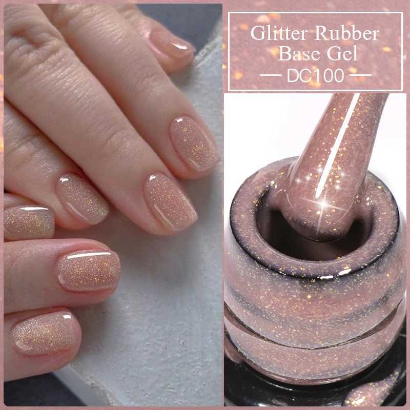 7ml Glitter Rubber Base Gel Nail Polish Nude Sparkling Glitter Semi Permant Varnishes Soak Off UV LED Nail Art Self-leveling GelM240814