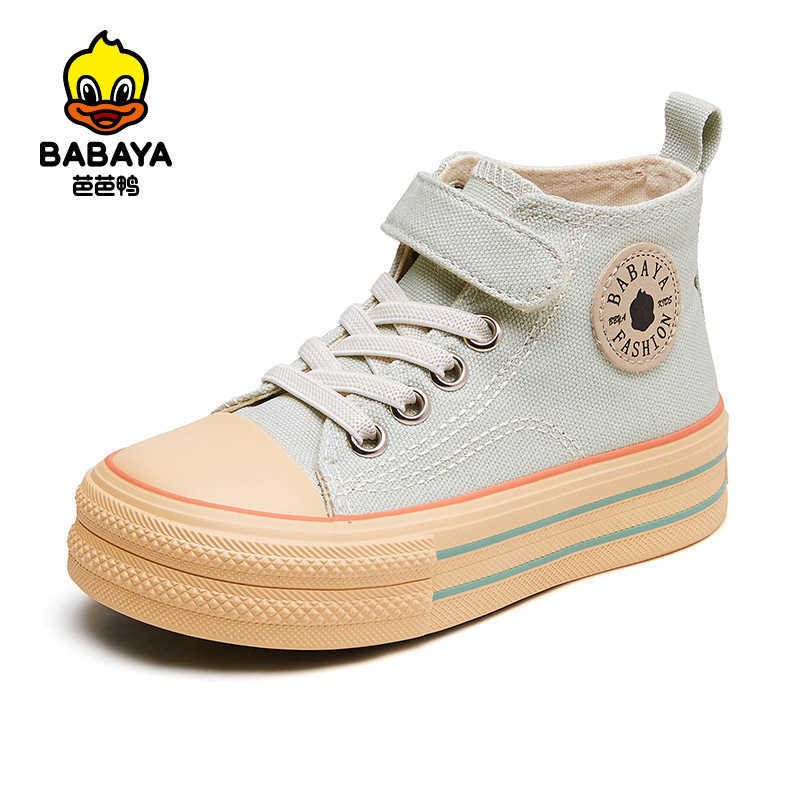 Sneakers Baba Duck Childrens High Top Board Shoes 2024 Spring and Autumn New Canvas Casual Shoes Casual Shoes for Elementary School Students Canvas Sh