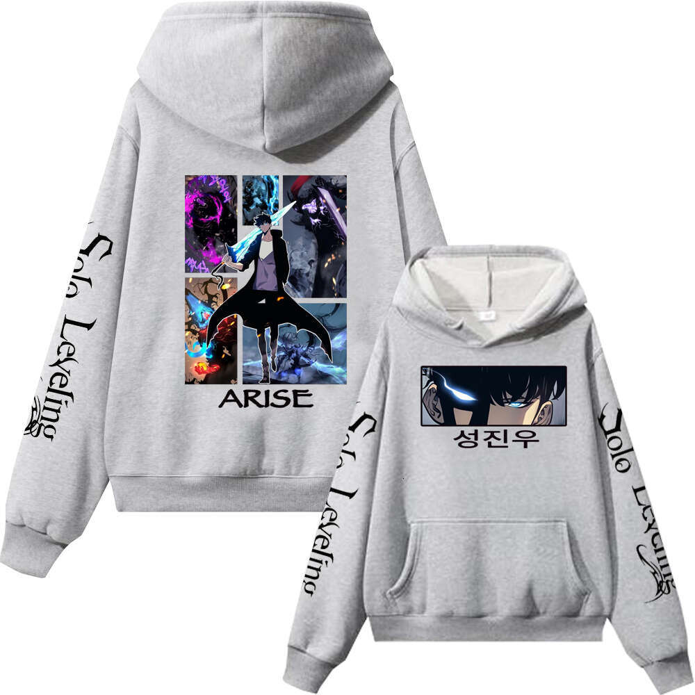 Solo Anime Levelling Hoodie Sung Jin Woo Manga Men Women Hooded Sweatshirt Winter Comfortable Fleece Warm Plus Size Streetwear